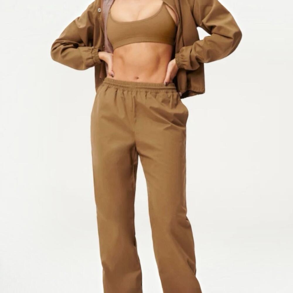 Good American Sueded Track Jogger Pants Sepia Brown Tan Size Extra Small GP0877